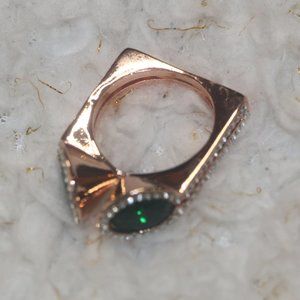 Emerald Rose Gold Square Shank Cocktail Ring